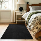 3x5 Black Solid Area Rug Washable Non-Slip Soft Thin for Bedroom Kitchen - Image 4