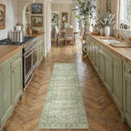 HUGEAR 2x6 Light Green Vintage Floral Washable Runner Rug for Hallway by HUGEAR
