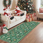 Madane Washable Christmas Runner Rug 2x6 - Green Rug Runners for Hallways - Image 3