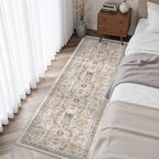 Madane Washable Runner Rug 2x6 Runners for Hallways Non Slip, Brown/Gold - Image 4