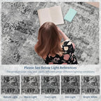 Living Room Rug 9x11 Gray Area Rugs Machine Washable Abstract Boho Large Rug Non-Slip Non-Shedding Faux Wool Indoor Vintage Carpet for Bedroom, Classroom, Dining Room, Kids Playroom - Image 3
