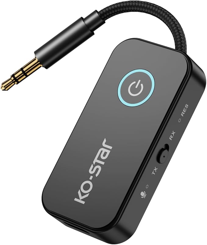 Bluetooth 5.4 Transmitter & Receiver for Headphones | HD Audio | 3.5mm AUX Wireless Adapter for Airplane Travel, TV, Car, Gym & Home Stereo