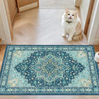 Amada Vintage Washable Area Rug,2'x3',Teal Blue by AMADAHOMEFURNISHING
