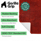 GORILLA GRIP Bath Rug Mat for Bathroom, Thick Chenille, 44x26 Sunset Orange - Image 2