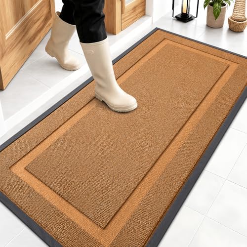 OLANLY Front Door Mat Outside 47x23, All-Season Heavy-Duty Rubber Doormat by OLANLY