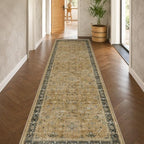 Boho Washable 3x10 Extra Long Runners for Hallways, Earthy Rustic Brown and Charcoal Olive Kitchen Runner Rug, Vintage Entryway Indoor Rug, Non-Slip Stain Resistant Low Pile Throw Rug by HazoHaus