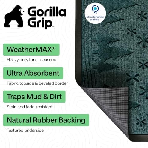 GORILLA GRIP WeatherMAX Door Mat, Indoor Outdoor, 29x17, Green Snowscape - Image 2