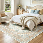 Lofus Living Room Rugs 5x7, Boho Orange and Beige Washable Carpet - Image 3