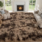 PLHXFR 9x12 Area Rug Living Room: Fluffy Bedroom Soft Shag Rug Coffee Brown - Image 3