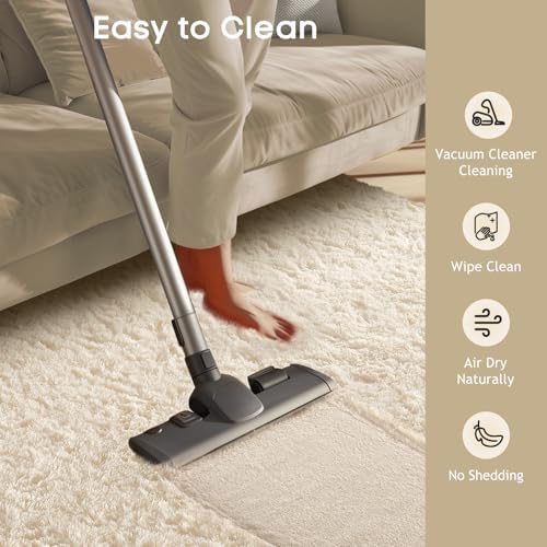 Ophanie 8x10 Area Rugs for Living Room, Washable Non-Slip Fluffy Soft Large Shag Bedroom Carpet, Ivory Big Indoor Nursery Rug, Carpets for Boy and Girls Room Dorm Decor with Over 99 pcs Pile fibers - Image 3