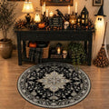 RELEANY Washable Area Rug, Round 6ft, Black/Neutral by RELEANY