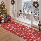 2x12 Christmas Runner Rug for Hallway,Washable Kitchen Rugs,Red - Image 5