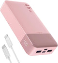 JUOVI J2621 Power Bank Portable Charger,20000mAh 45W PD3.0 QC 4.0 Fast Charging Battery Pack with LED Display,2 USB-C,2 USB-A for iPhone 15 16, MacBook (Pink)