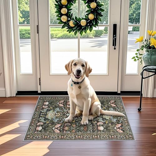 HY HAOYUNLAI Washable Floral 3x4 Entry Area Rug Living Room Non-Slip Carpet by HYHAOYUNLAI
