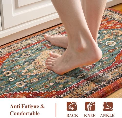 Collive Boho Cushioned Kitchen Mat, Anti Fatigue Mats for Kitchen Floor - Image 3