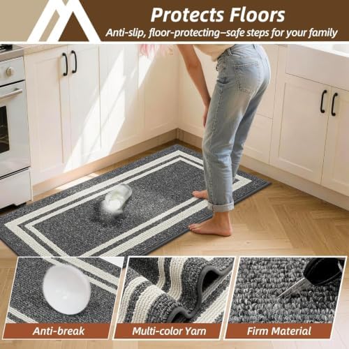 COSY HOMEER Kitchen Rugs Sets of 2 Non-Slip Washable,20"x30"+20"x48" - Image 5