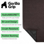 GORILLA GRIP® HydroABSORB Door Mat for Indoor Outdoor Use, 35x23 Coffee - Image 3