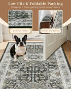 Madane Washable Area Rug 2x3 Small Entryway Rugs, Grey Green/Black Olive - Image 6