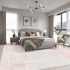 5x8 Area Rug Living Room: Modern Washable Soft Carpet Pink White - Image 3