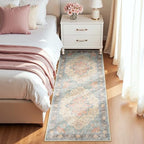 RELEANY Washable Area Rug, Runner 2'x5', Blue/Orange/Red - Image 2