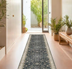 Black Washable 8ft Long Runners for Hallways, 2x8 Kitchen Runner Rug, Entryway Indoor Runner for Bathroom, Non Slip Boho Vintage Floor Décor for High Traffic Area by HazoHaus