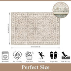 2x3 Non-Slip Washable Kitchen Rug – Boho Small Accent Rug for Sink & Entryway, Soft Low Pile Thin Carpet for Pet Area & Bathroom, Indoor Door Mat (Beige,2x3) - Image 2