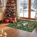 Christmas 2x3 Entryway Area Rug - Non Slip Washable Winter Green Doormat Indoor Soft Low Pile Decorative Floor Mat for Kitchen Bathroom Living Room Bedroom Holiday Home Decor Gift（2x3，Green ） by HYHAOYUNLAI