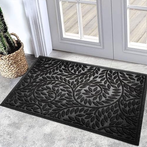 Bulijojo Front Door Mat Entrance,Durable Heavy Duty Welcome Mat,Thick Absorbent Natural Rubber Non Slip Mat,Sturdy Entryway Black 23"x35" by ShowYourStyle