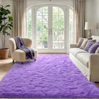 4'x5'3'' Purple Fluffy Soft Area Rug Non-Slip for Bedroom Living Room - Image 2