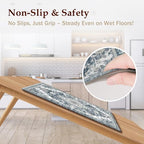 Boho Kitchen Mats for Floor 2PC Anti Fatigue Kitchen Rugs, Dark Blue - Image 4