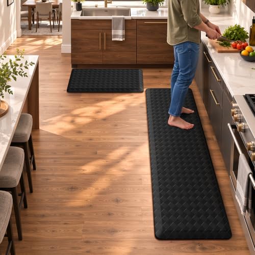 TranquilRelax 4/5 Inch Cushioned Anti Fatigue Kitchen Mats for Floor, Black by Unknown