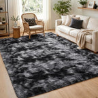 Ophanie Tie-Dyed Black & Grey Area Rugs 5x8 for Bedroom Living Room, Fluffy Shag Fuzzy Carpet, Plush Shaggy Rug, Indoor Carpet for Kids Boys Dorm Home Decor Aesthetic, Nursery with 99 pcs Pile fibers - Image 5