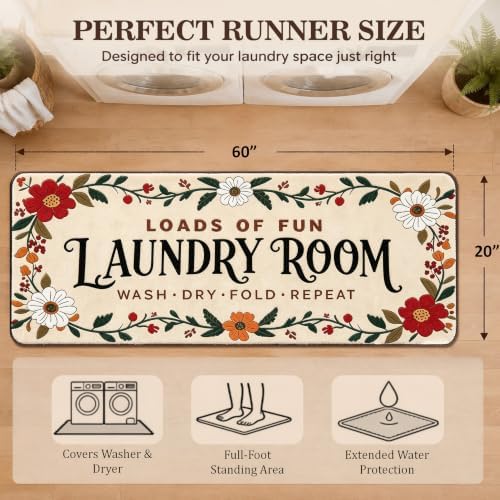 Soft Laundry Room Rug Runner, 20"x60", Washable, Non-Slip Thick Mat - Image 2
