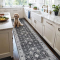 Hallway Washable Runner Rug - 3x10 Kitchen Rugs Entryway Rug Runner Vintage Soft Floor Mat Non Slip Indoor Farmhouse Carpet for Bathroom Living Room Bedroom (3 X 10, Black) by HYHAOYUNLAI