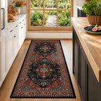 RELEANY Washable Area Rug, Runner 2'x6', Red/Black by RELEANY