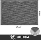 HIYARD Sturdy Front Door Mat, Absorbent Muddy Dirt Resist Welcome Door Mats Outdoor Indoor, Stain and Fade Resistant, Non-Slip Rubber Backing Low Profile Doormat for Entryway, 47×32, Charcoal - Image 2