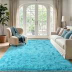 Noahas 4'x5'3'' Blue Fluffy Soft Area Rug Non-Slip for Kids Bedroom Nursery - Image 2