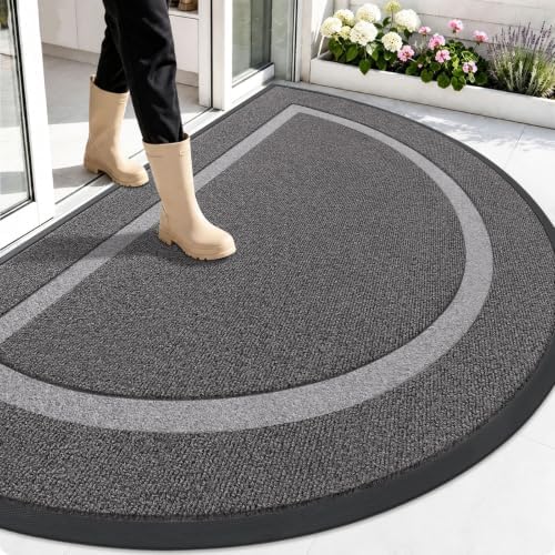 OLANLY Half Circle Front Door Mat Outside 59x34 All-Season Rubber Doormat by OLANLY