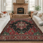 RELEANY Washable Area Rug, Square 8'x8', Red/Black - Image 2