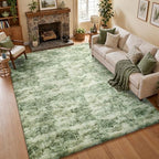 Ophanie Area Rugs for Bedroom Living Room,Color Green and White,Size 8' x 10',Shape Rectangular by Ophanie