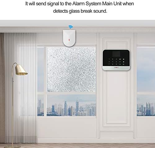 HEEPDD Glass Break Shock Detector, Security Window Sensor with 9 Meters Range, Wall Mount, Ceiling Compatible for Home Protection System