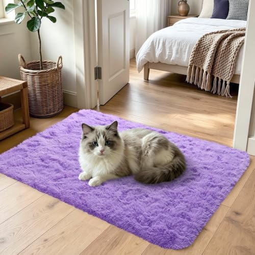 2x3 Purple Fluffy Soft Area Rug Non-Slip for Entryway Bedroom Dorm Hallway - Image 2