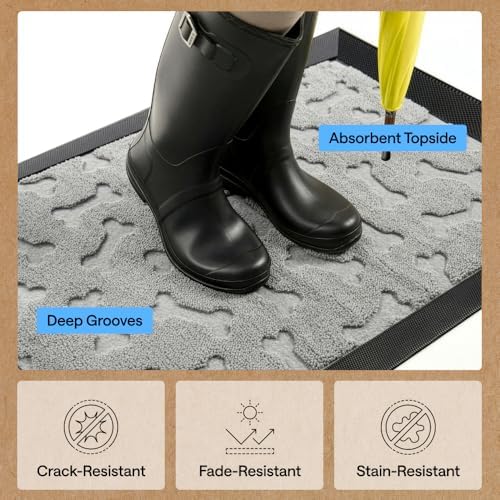 GORILLA GRIP WeatherMAX Door Mat, Indoor Outdoor, 35x23, Light Gray Bones - Image 5