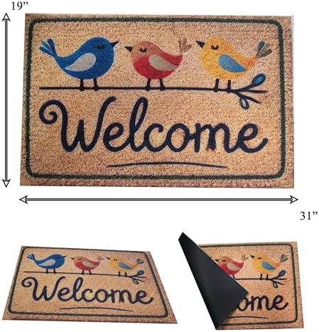 Outdoor Rug Door Mat, Welcome Mat, Non-Slip Entrance Mat, Stylish Front Door Mat, Entryway Rug, 19"x31" (10. WelcomeBird) - Image 3