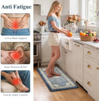 Collive Cushioned Anti Fatigue Kitchen Mats Boho Blue Kitchen Rugs, 20"x39" - Image 4