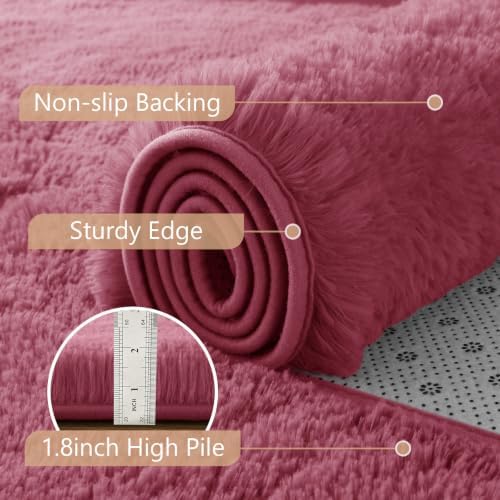 8x10 Extra Large Blush Fluffy Soft Area Rug Non-Slip for Kids Bedroom - Image 6