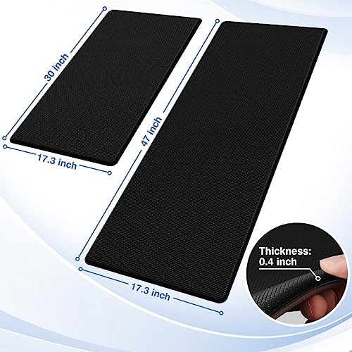 StepRite Kitchen Mats for Floor, 2-Piece Anti-Fatigue Kitchen Rugs, Black - Image 2