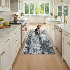 RELEANY Washable Runner 3'x6' Abstract Area Rug for Hallway Black White by RELEANY