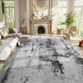 Living Room Rug 9x11 Ink Black Area Rugs Machine Washable Abstract Boho Large Rug Non-Slip Non-Shedding Faux Wool Indoor Vintage Carpet for Bedroom, Classroom, Dining Room, Kids Playroom by OmpaaHomeDecor
