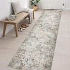 2.6x14 Washable Runner Rug:Modern Abstract Indoor Soft Carpet Brown - Image 3